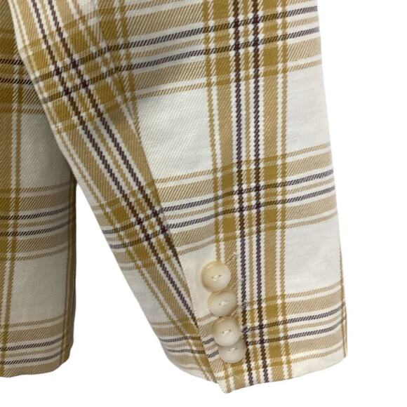 Sezane Christie Jacket Carreau Tile Plaid In Beige Ochre Bordeaux 38 US Size 6 - Picture 7 of 15